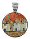 Multicolor Native American Village Design Silver Pendant YS62867